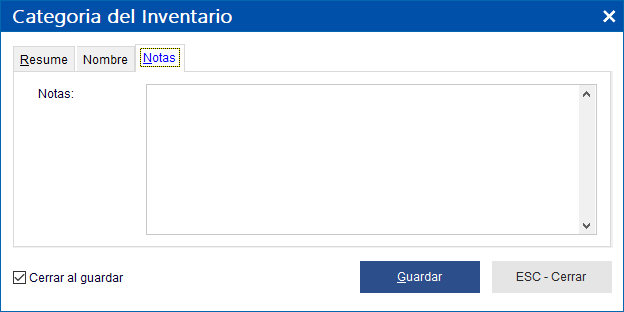 Pantalla Categoria del Inventario - Abarrotes punto de venta